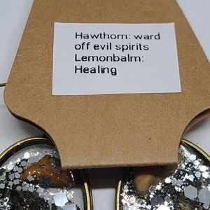 Antique Style Oval Earrings with Hawthorne and Lemonbalm